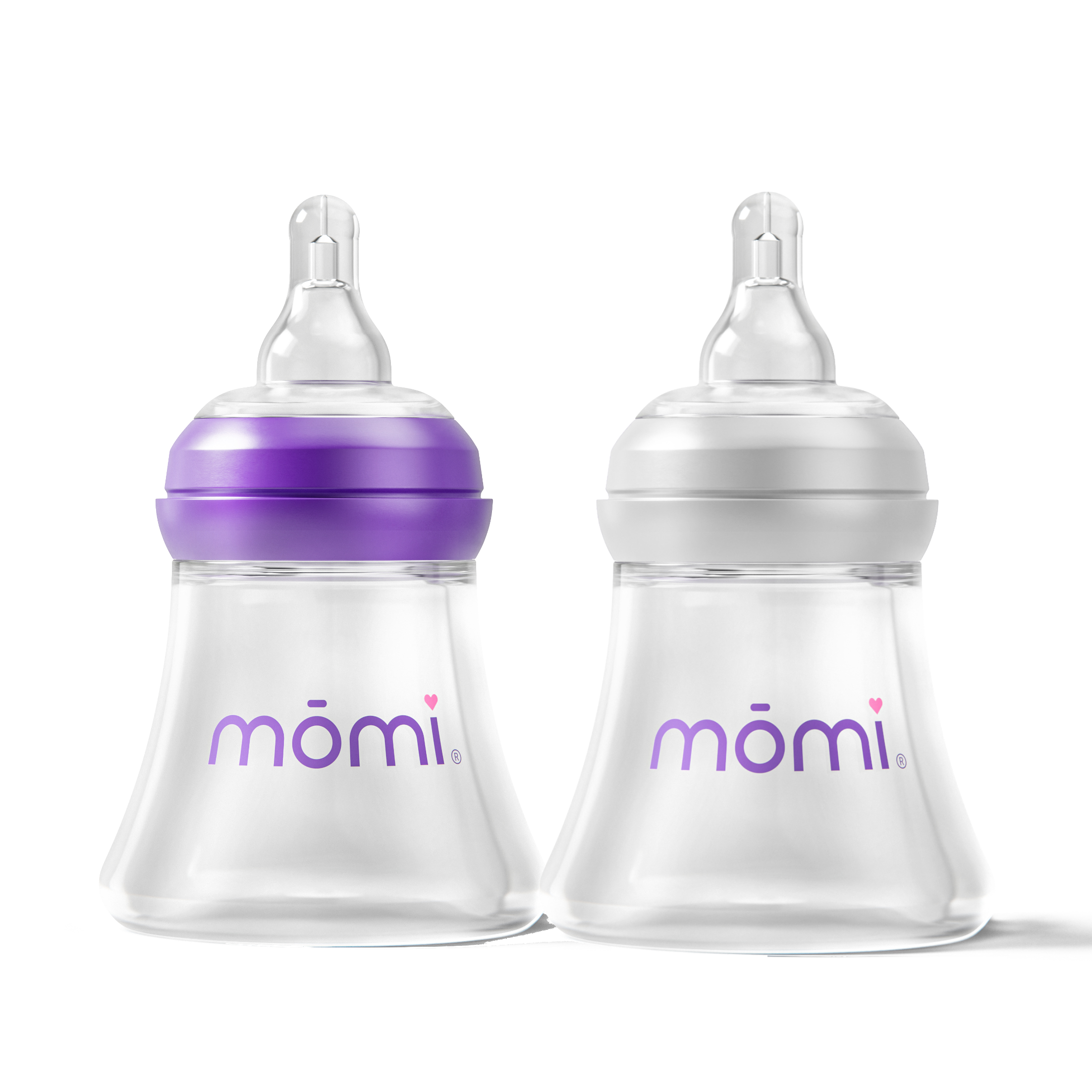 mōmi breast-like bottle, 5oz 2-set, purple or gray