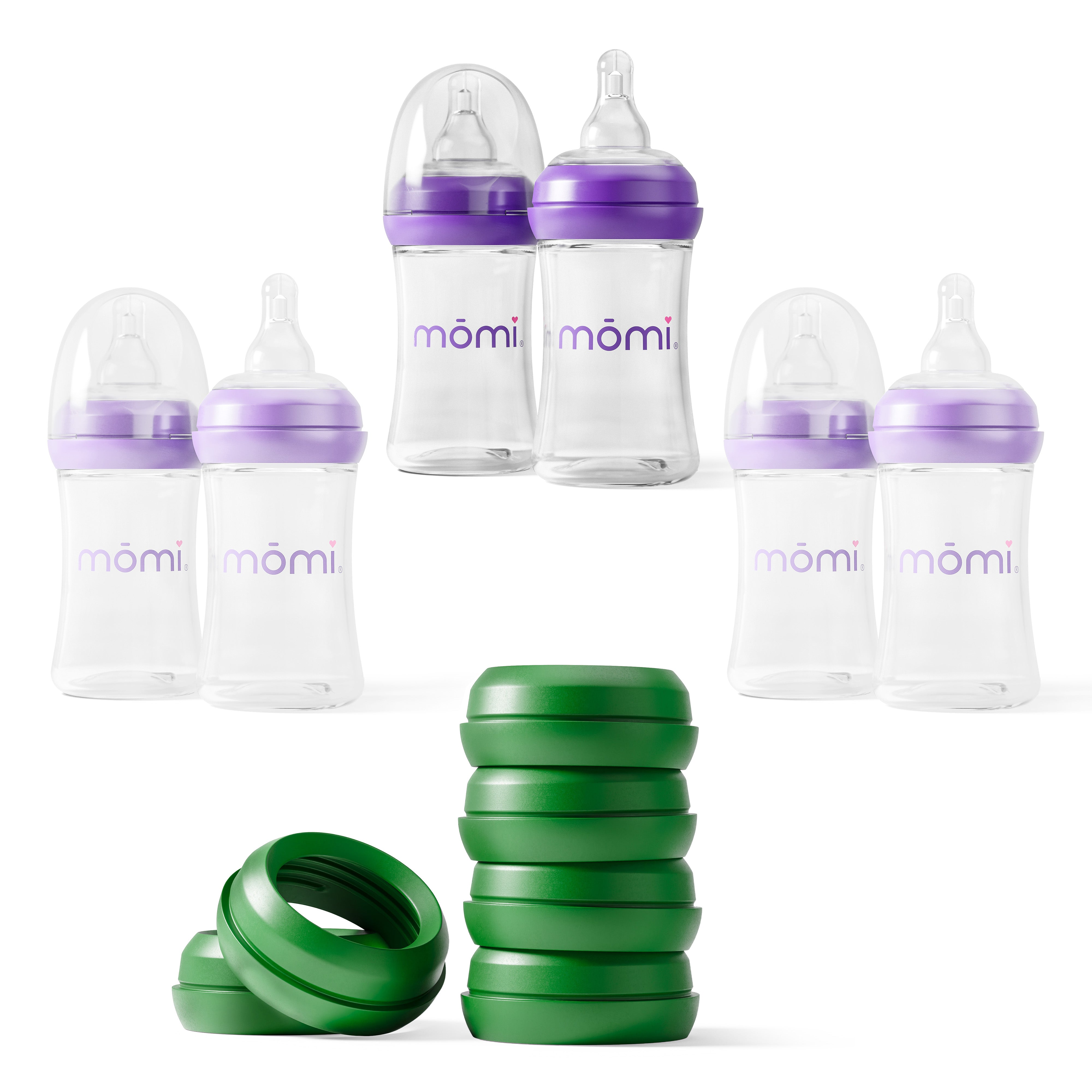 momi vibes breast-like bottle sets - evergreen