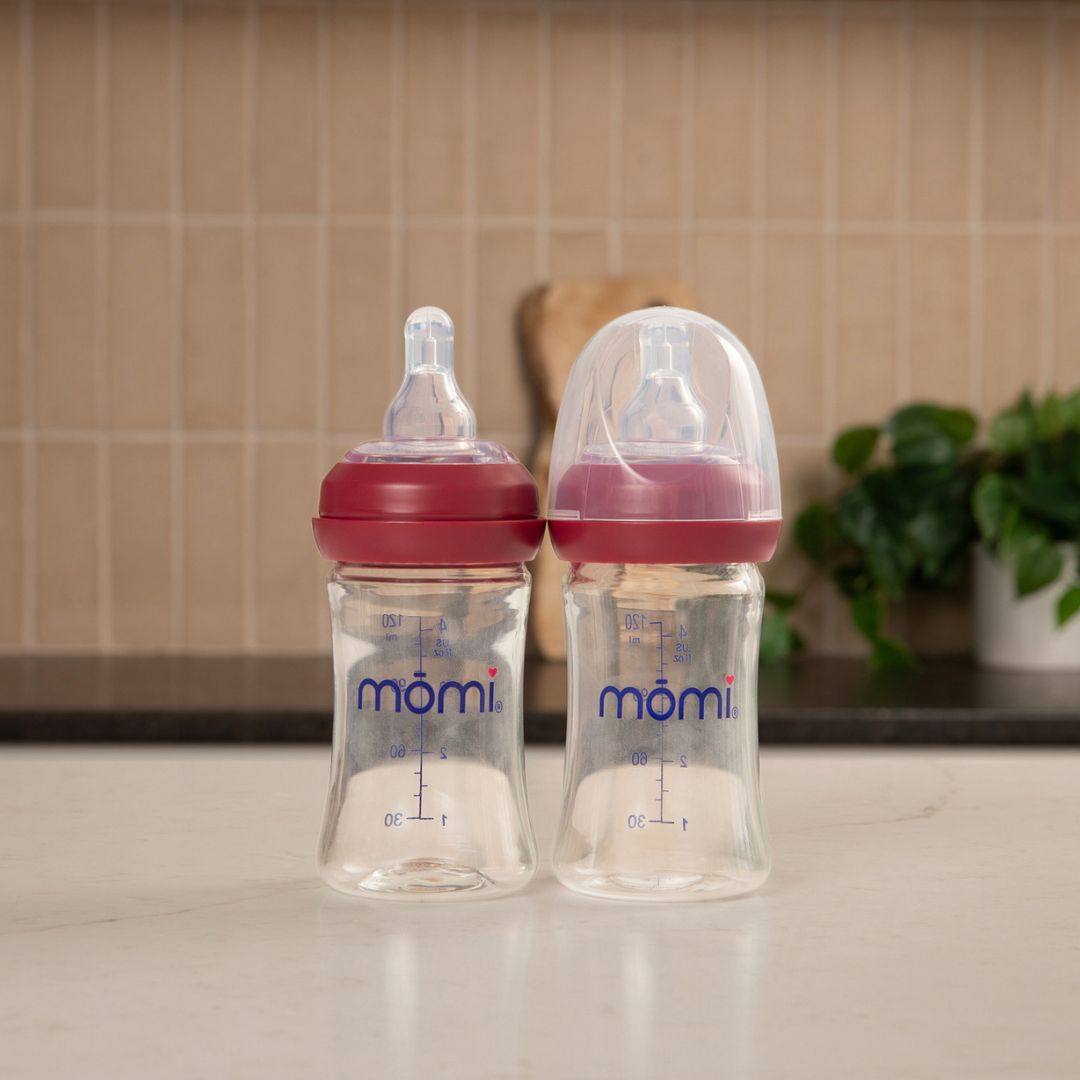 momi vibes breast-like bottle sets - cranberry