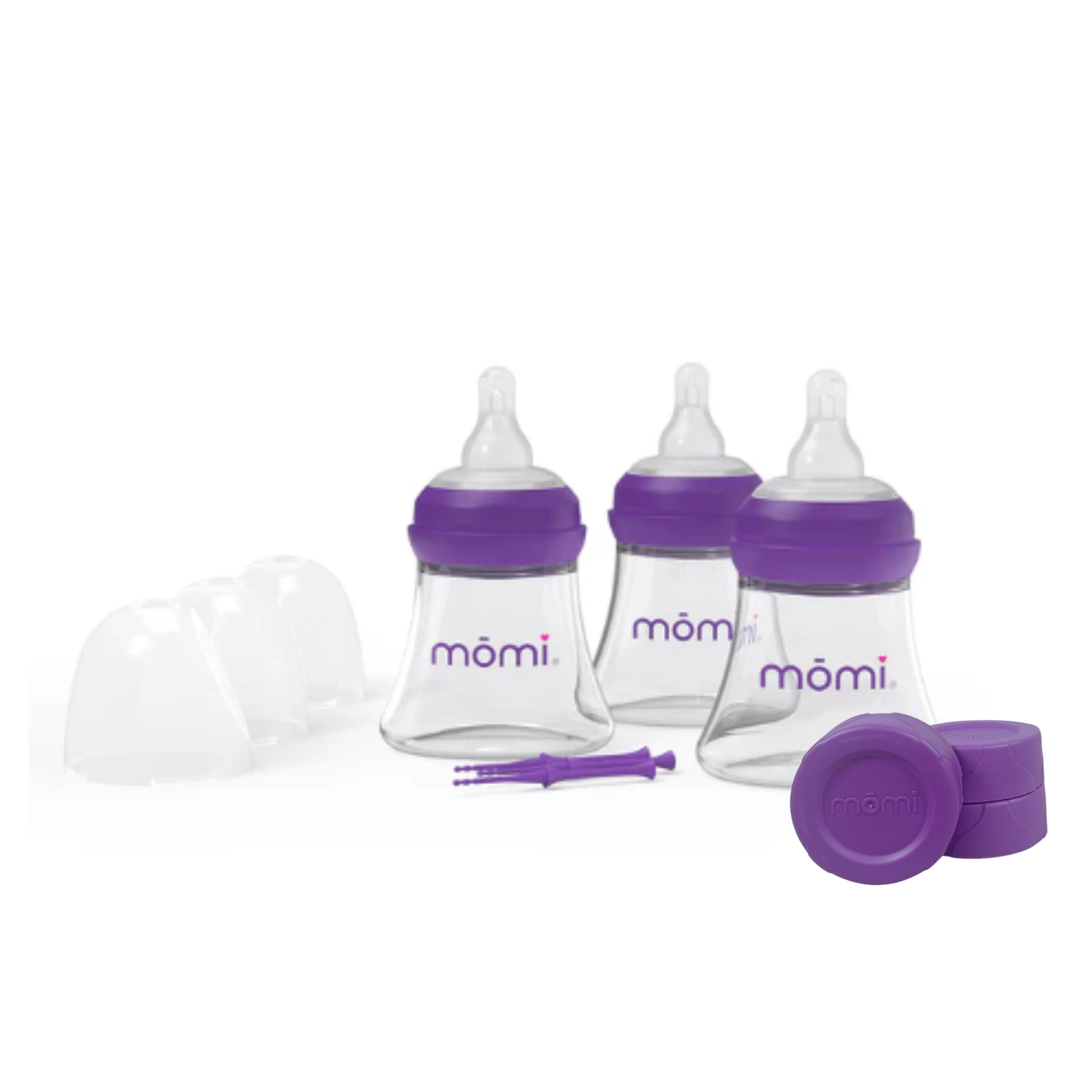 mōmi breast-like 3-bottle set with storage caps